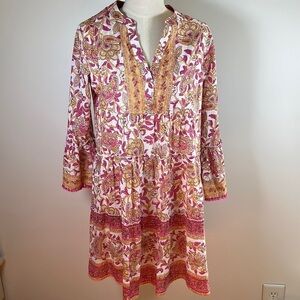Lola‎ Australia Floral Paisley Tiered Long Sleeve V-Neck Midi Dress Extra Small